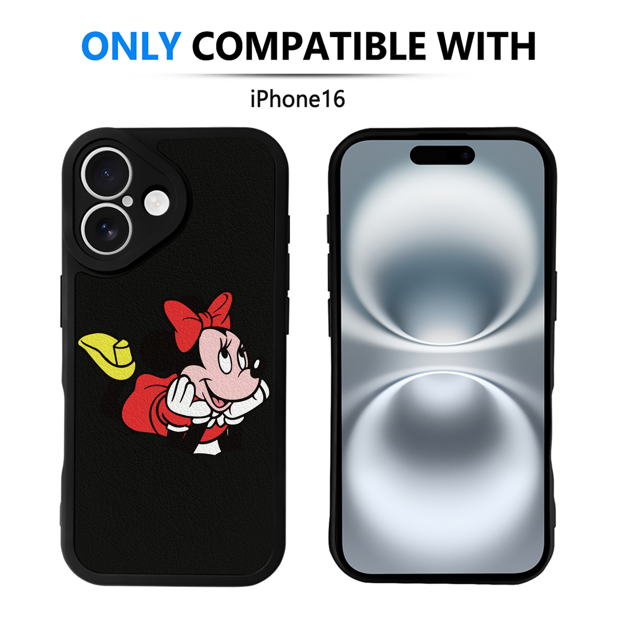 （画像用） ミッキーマウス Mickey Mouse 【iPhone 16シリーズ対応】シリコンスマホケース（レザー調） 材質：シリコン